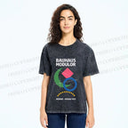Unisex Bauhaus Geometric Printed Washed Tee