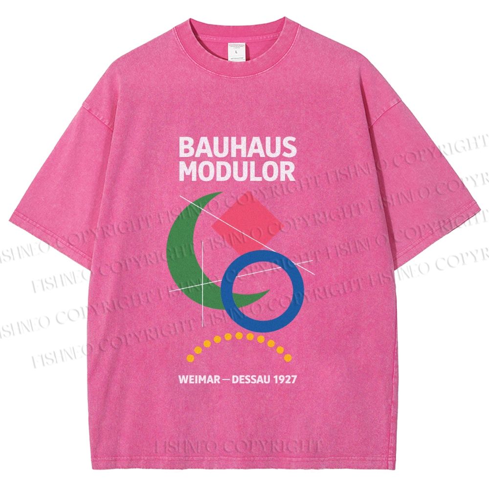 Unisex Bauhaus Geometric Printed Washed Tee