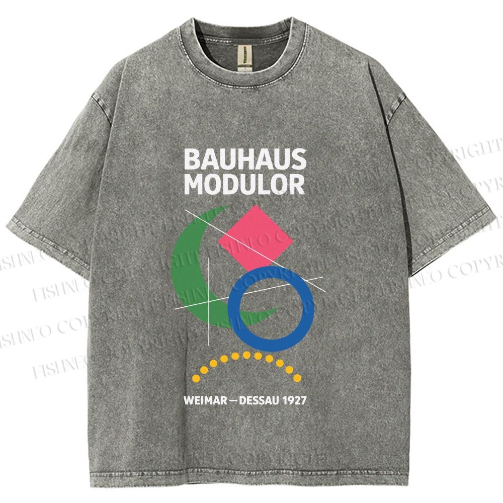 Unisex Bauhaus Geometric Printed Washed Tee