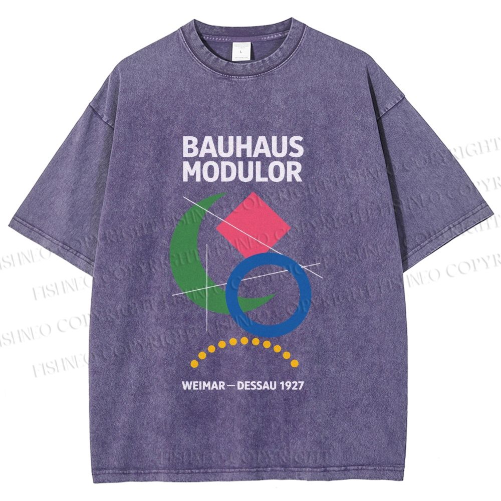 Unisex Bauhaus Geometric Printed Washed Tee