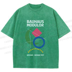 Unisex Bauhaus Geometric Printed Washed Tee