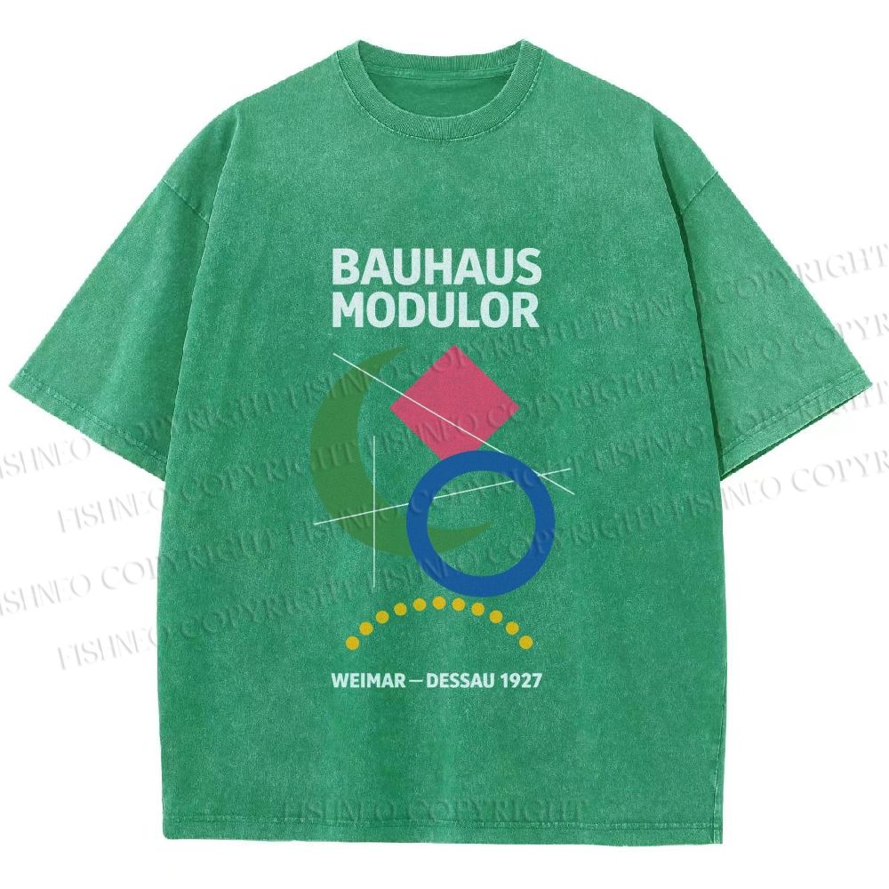 Unisex Bauhaus Geometric Printed Washed Tee