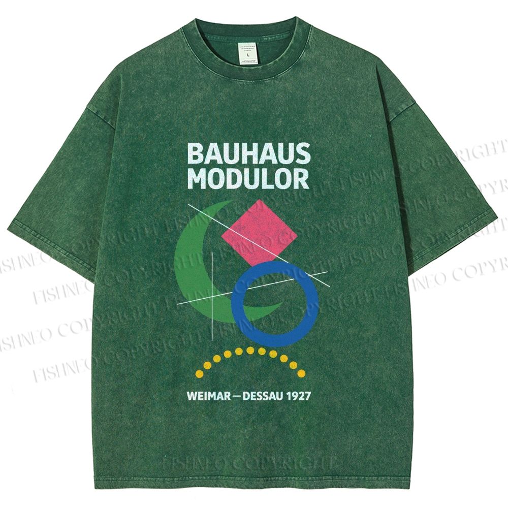 Unisex Bauhaus Geometric Printed Washed Tee