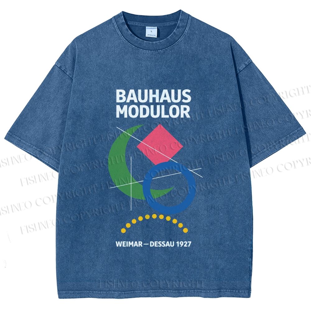 Unisex Bauhaus Geometric Printed Washed Tee