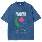 Unisex Bauhaus Geometric Printed Washed Tee