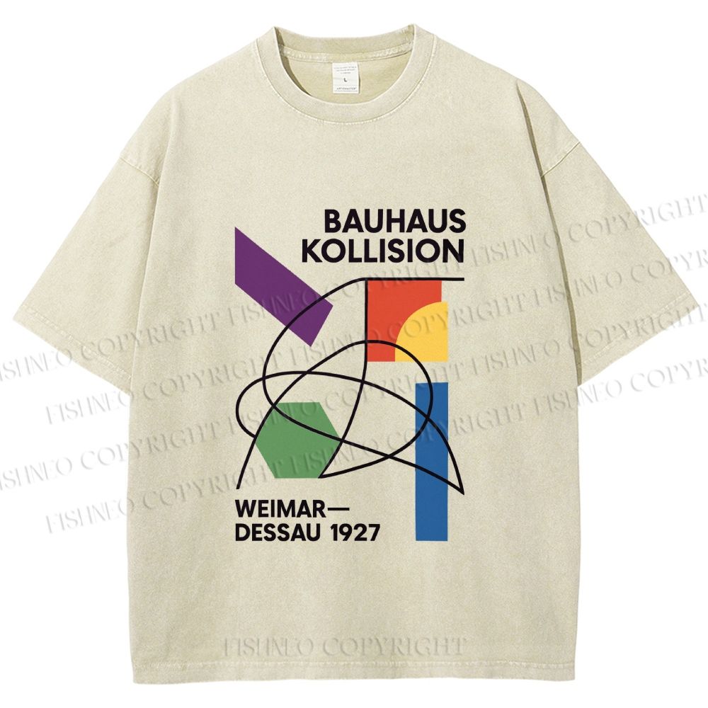 Unisex Bauhaus Geometric Printed Washed Tee