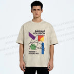 Unisex Bauhaus Geometric Printed Washed Tee