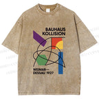 Unisex Bauhaus Geometric Printed Washed Tee