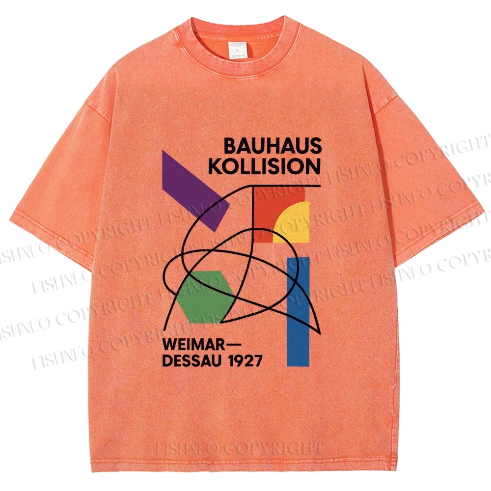 Unisex Bauhaus Geometric Printed Washed Tee