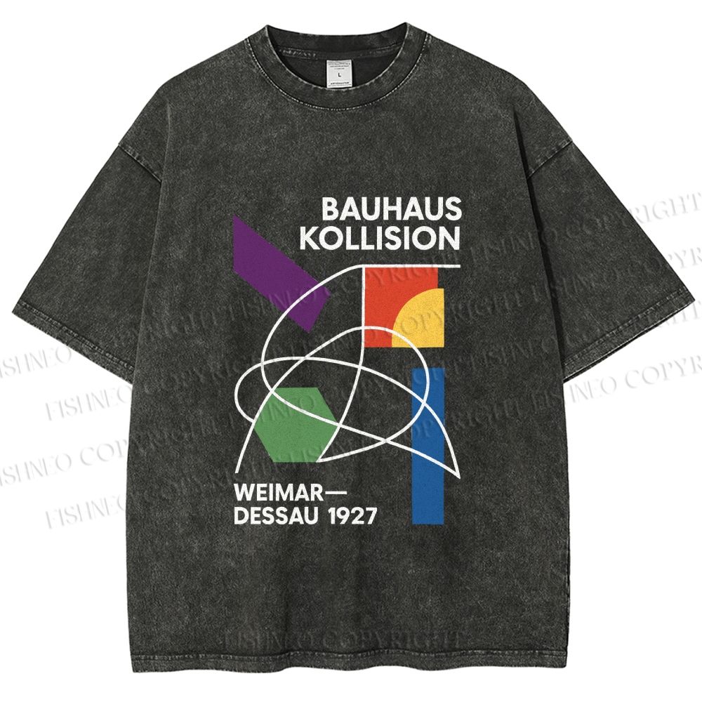 Unisex Bauhaus Geometric Printed Washed Tee