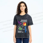 Unisex Bauhaus Geometric Printed Washed Tee