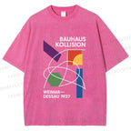 Unisex Bauhaus Geometric Printed Washed Tee