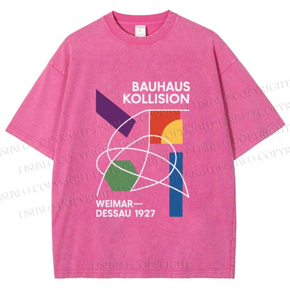 Unisex Bauhaus Geometric Printed Washed Tee