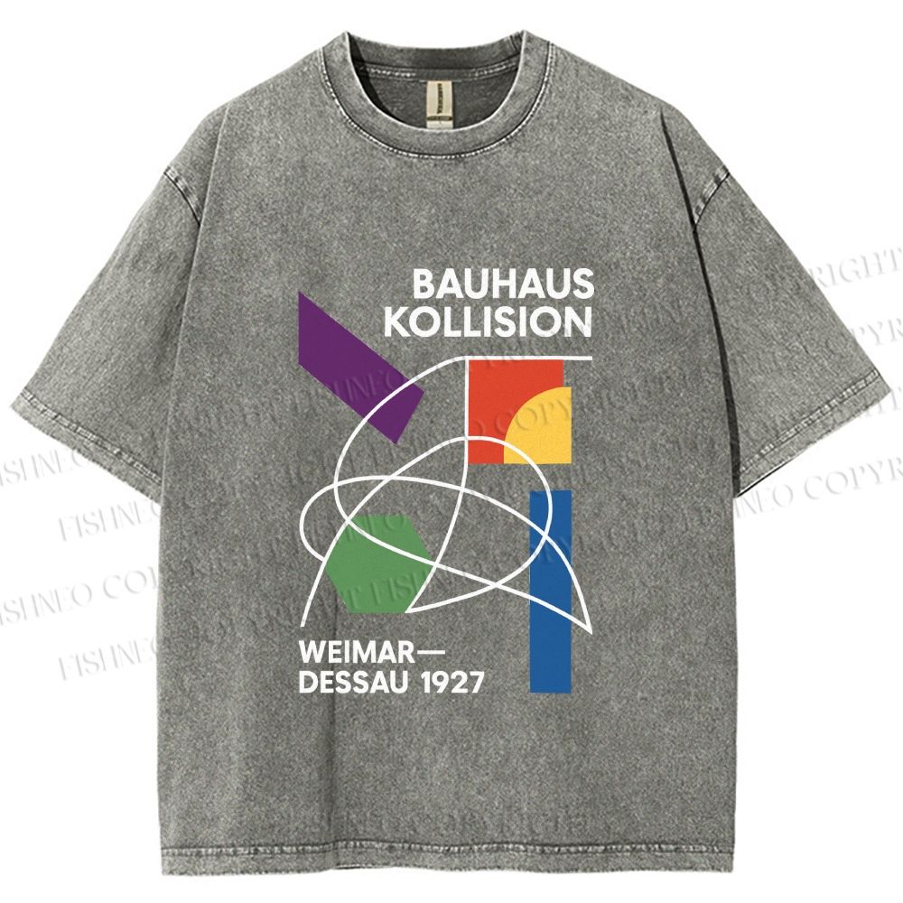 Unisex Bauhaus Geometric Printed Washed Tee