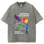 Unisex Bauhaus Geometric Printed Washed Tee