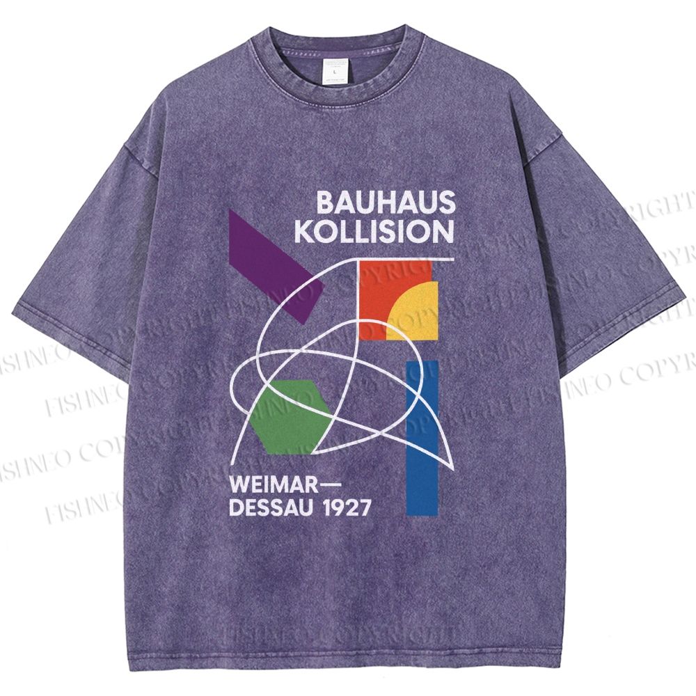 Unisex Bauhaus Geometric Printed Washed Tee