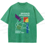 Unisex Bauhaus Geometric Printed Washed Tee