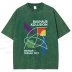 Unisex Bauhaus Geometric Printed Washed Tee