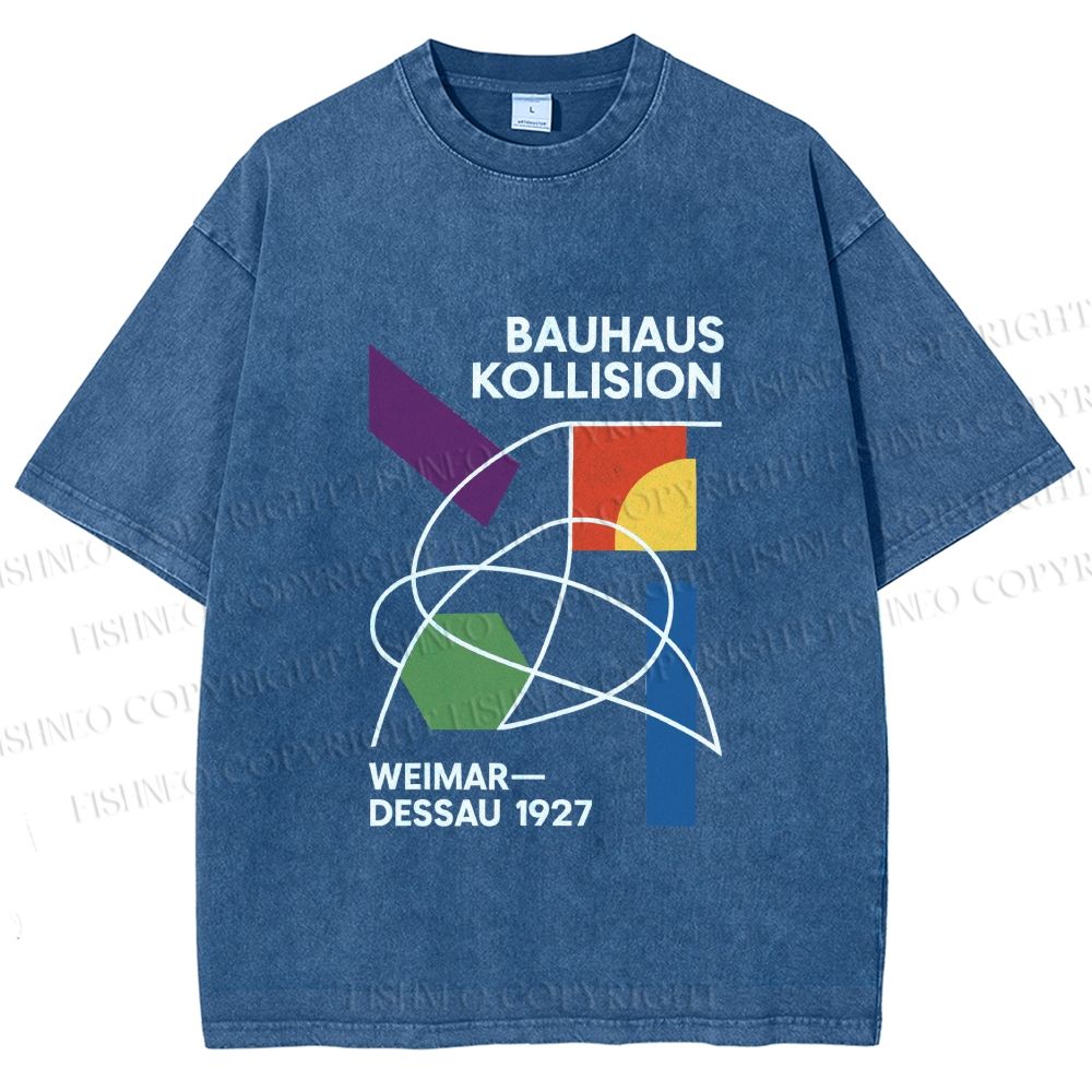 Unisex Bauhaus Geometric Printed Washed Tee