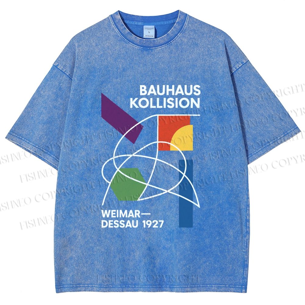 Unisex Bauhaus Geometric Printed Washed Tee