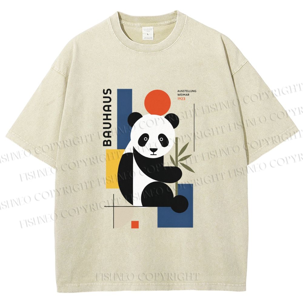 Unisex Bauhaus Panda Printed Washed Tee
