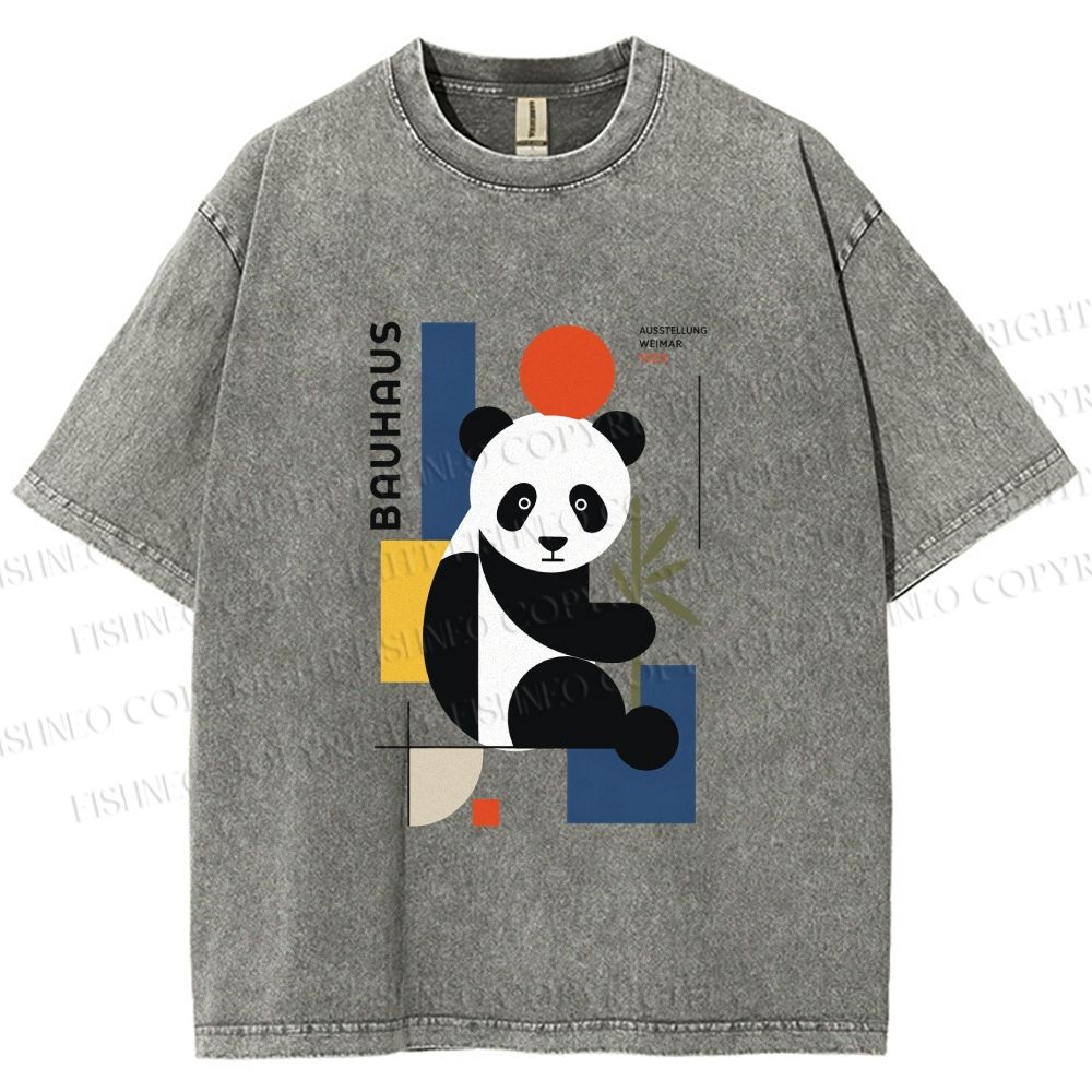 Unisex Bauhaus Panda Printed Washed Tee