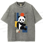 Unisex Bauhaus Panda Printed Washed Tee