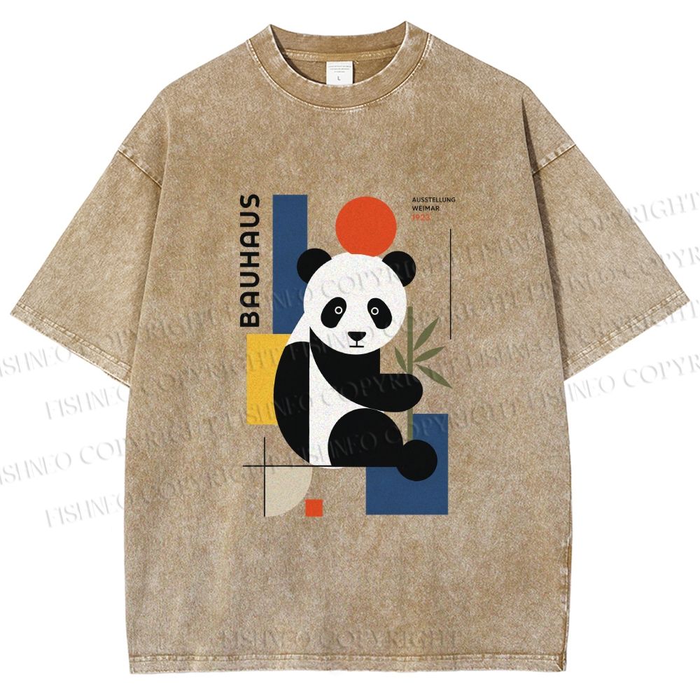 Unisex Bauhaus Panda Printed Washed Tee