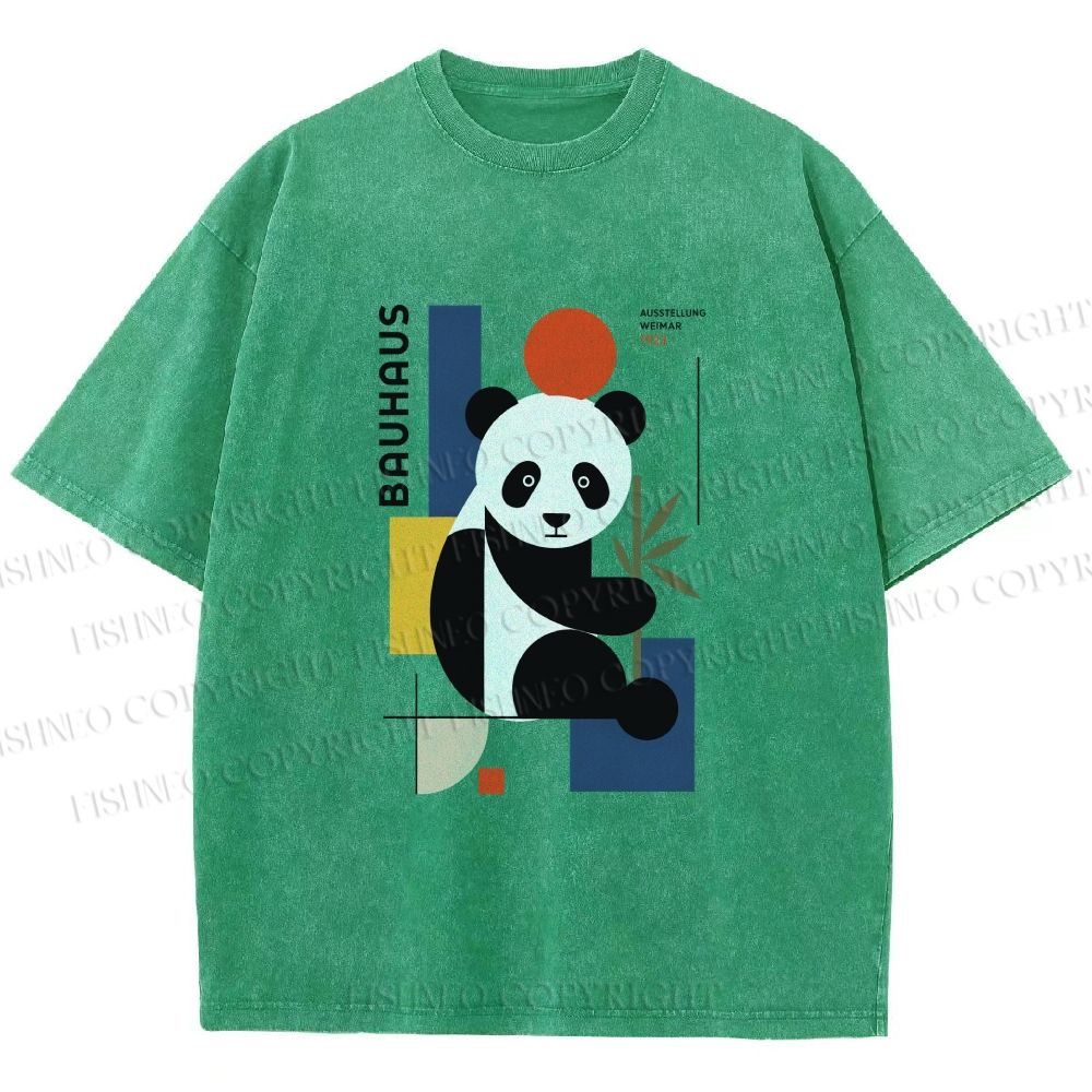 Unisex Bauhaus Panda Printed Washed Tee