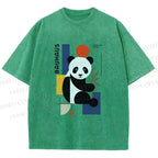 Unisex Bauhaus Panda Printed Washed Tee