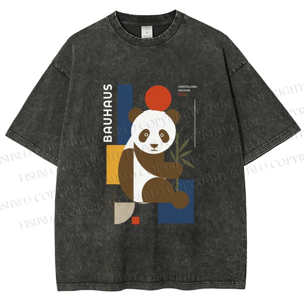 Unisex Bauhaus Panda Printed Washed Tee