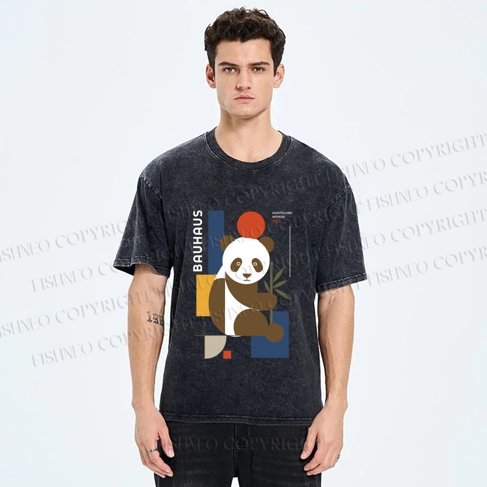 Unisex Bauhaus Panda Printed Washed Tee