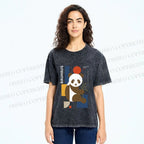 Unisex Bauhaus Panda Printed Washed Tee