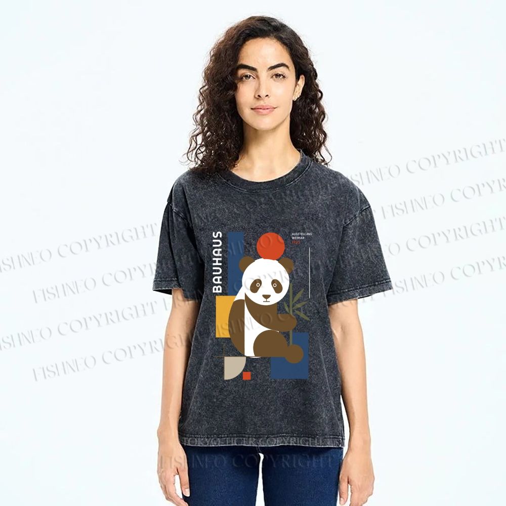Unisex Bauhaus Panda Printed Washed Tee