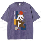 Unisex Bauhaus Panda Printed Washed Tee
