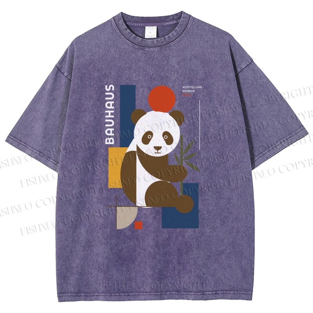 Unisex Bauhaus Panda Printed Washed Tee