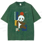 Unisex Bauhaus Panda Printed Washed Tee