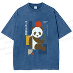 Unisex Bauhaus Panda Printed Washed Tee