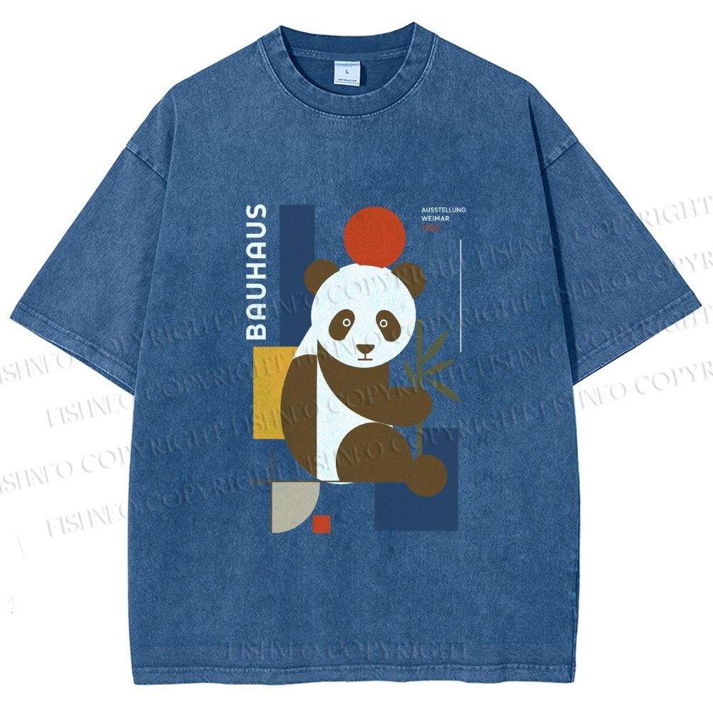 Unisex Bauhaus Panda Printed Washed Tee