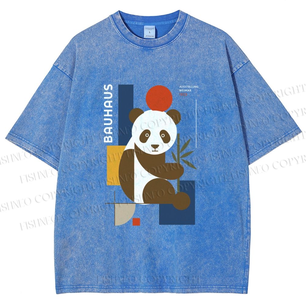 Unisex Bauhaus Panda Printed Washed Tee