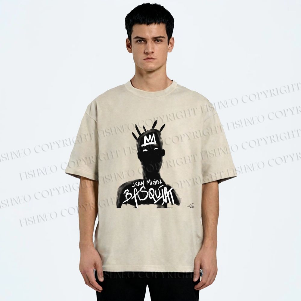 Unisex Jean-Michel Basquiat Printed Washed Tee