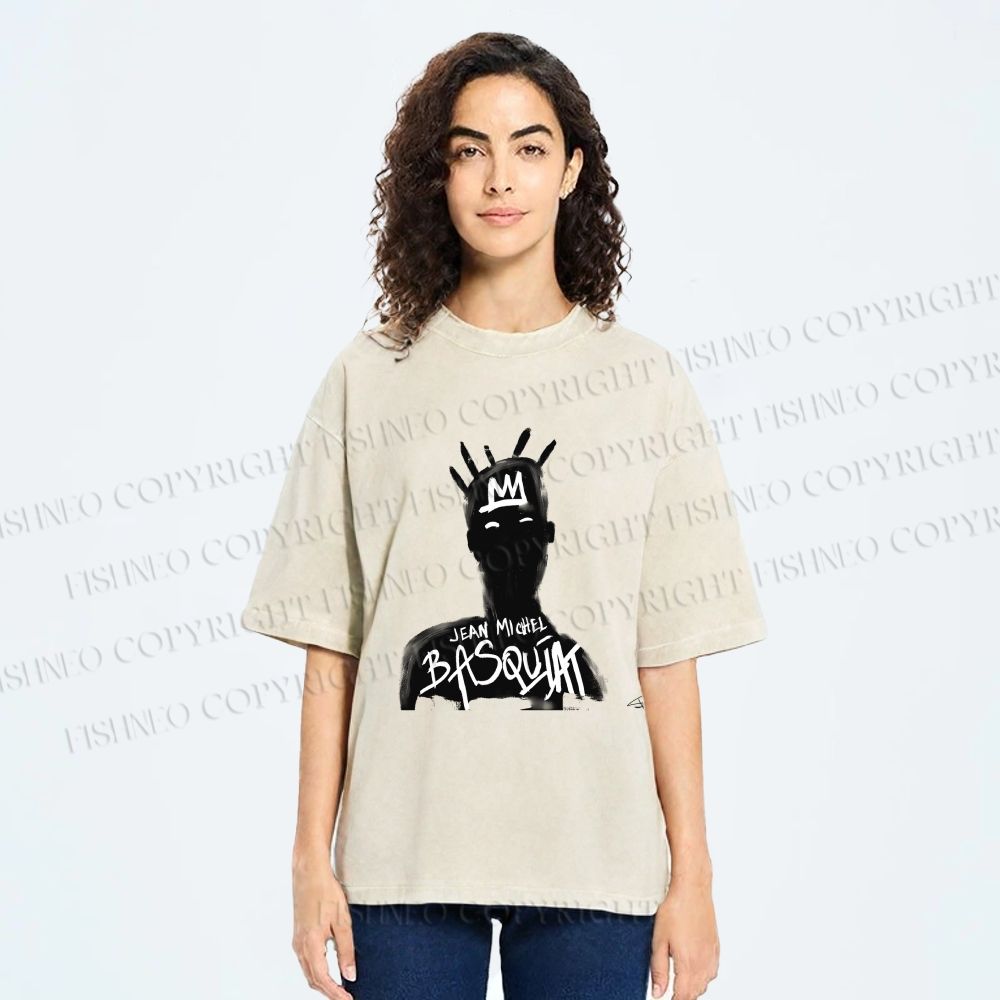Unisex Jean-Michel Basquiat Printed Washed Tee