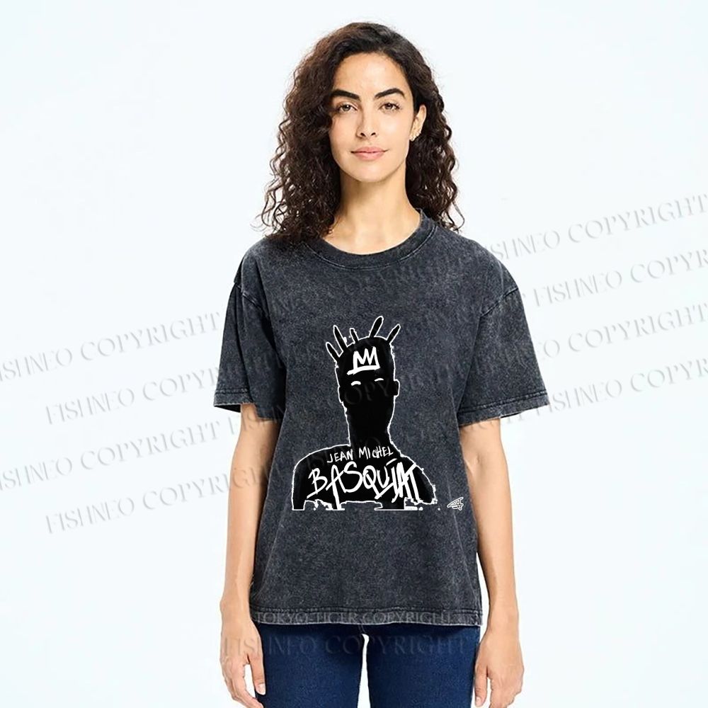 Unisex Jean-Michel Basquiat Printed Washed Tee