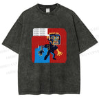 Unisex Jean-Michel Basquiat Graffiti Printed Washed Tee
