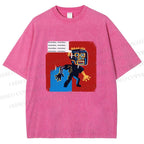 Unisex Jean-Michel Basquiat Graffiti Printed Washed Tee