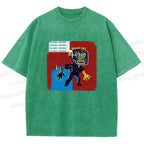 Unisex Jean-Michel Basquiat Graffiti Printed Washed Tee