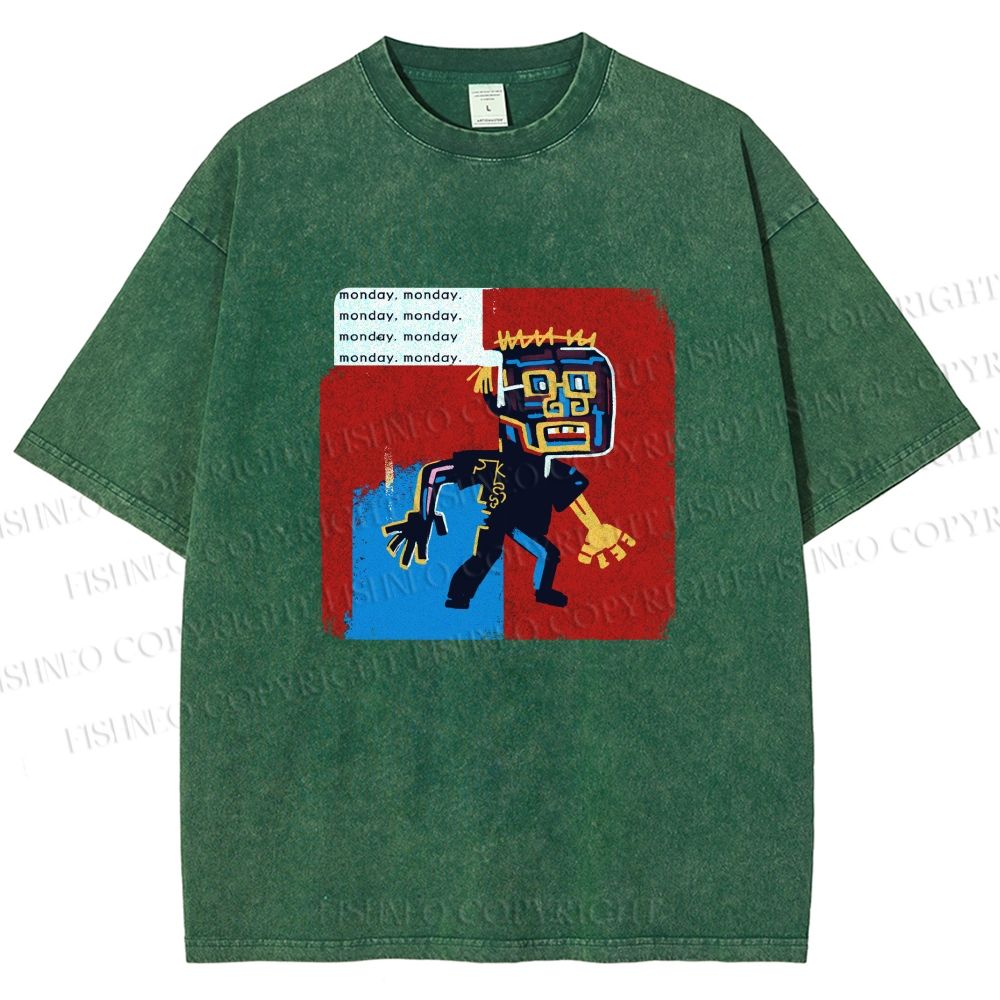 Unisex Jean-Michel Basquiat Graffiti Printed Washed Tee