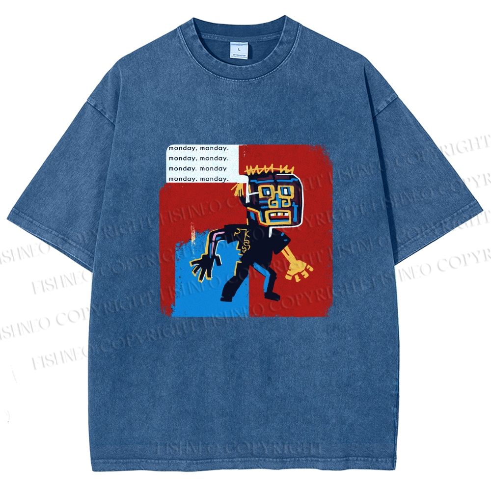 Unisex Jean-Michel Basquiat Graffiti Printed Washed Tee