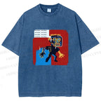 Unisex Jean-Michel Basquiat Graffiti Printed Washed Tee