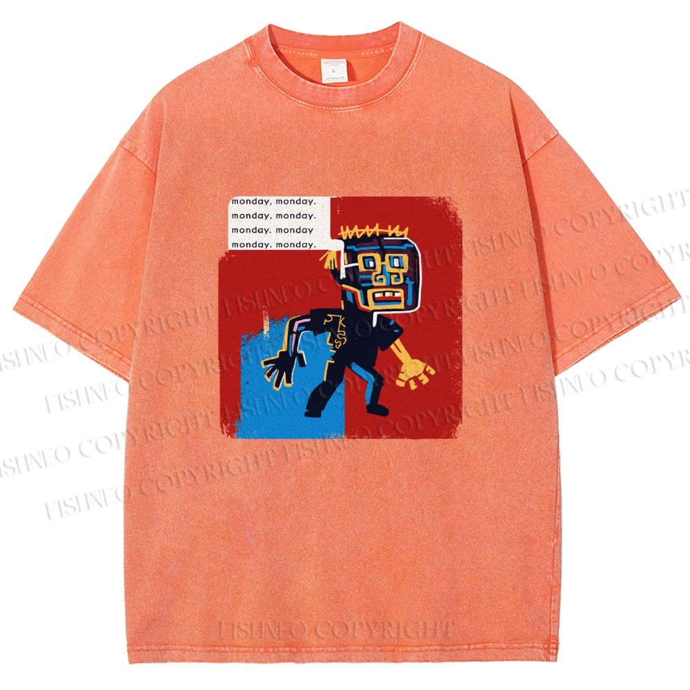 Unisex Jean-Michel Basquiat Graffiti Printed Washed Tee